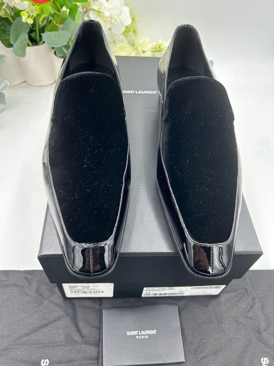 Men’s Saint Laurent patent/velvet loafers. Size 45/12 US.  Made in Italy. main image 16